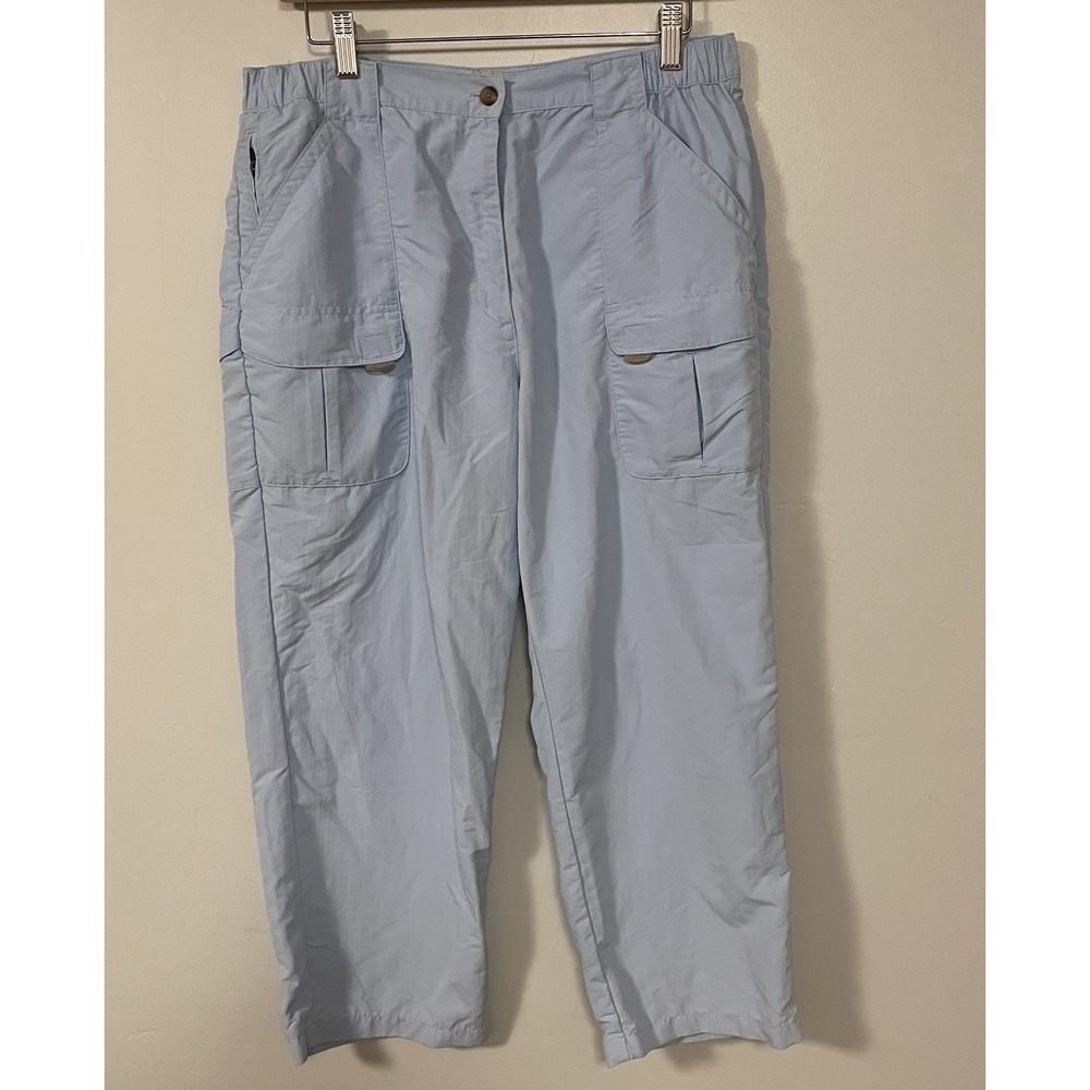 LL Bean Women's 0CFL6 Nylon Supplex Cropped Lightweight Cargo Pants‎ Size M Blue
